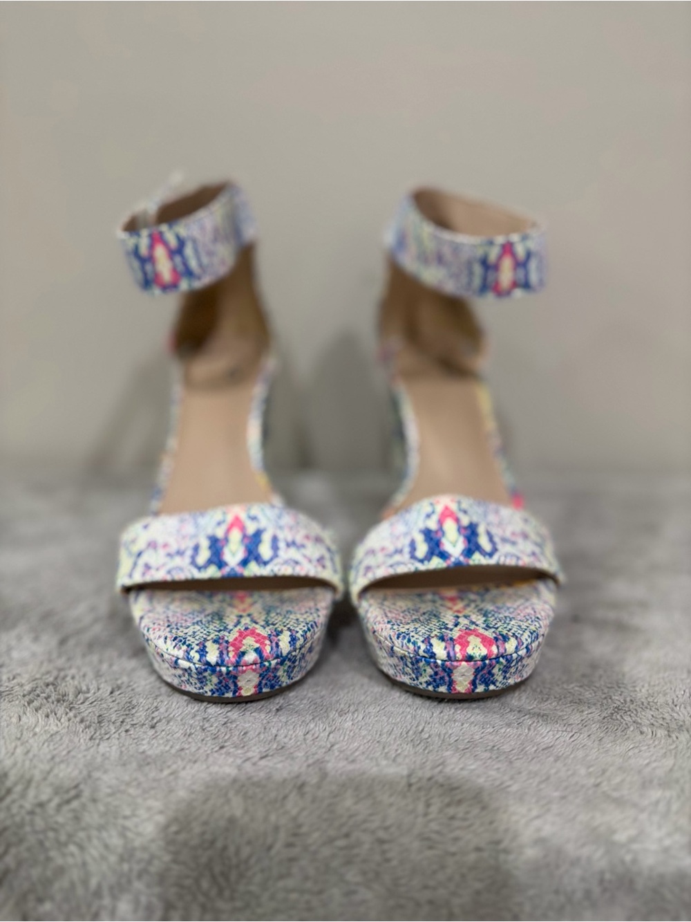 Mix No. 6 Multicolor Snake-Print Ankle-Strap Platform Sandals